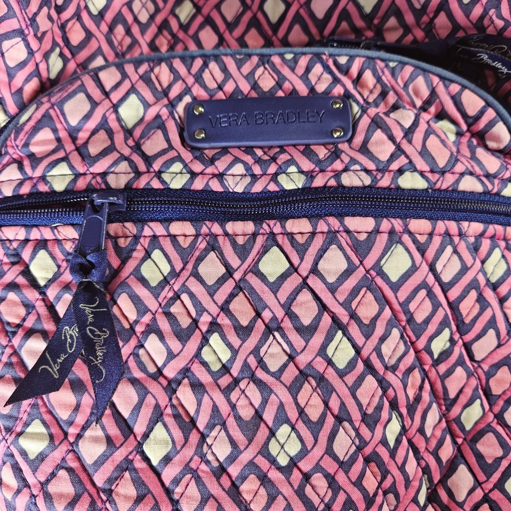Vera Bradley‎ Backpack Katalina Pink Diamonds Campus Laptop Book Bag Pink Blue - Picture 5 of 13
